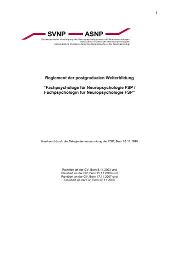 Gesamtes Weiterbildungsreglement herunterladen ... - SVNP/ASNP