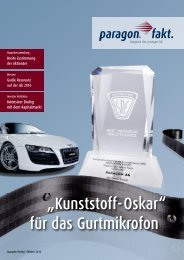 „Kunststoff-Oskar“ für das Gurtmikrofon - paragon AG