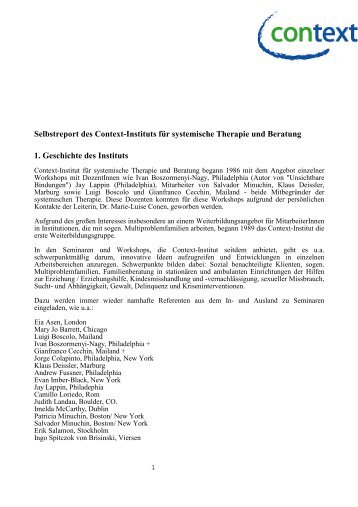 Selbstreport des Context-Instituts für systemische Therapie ... - DGSF