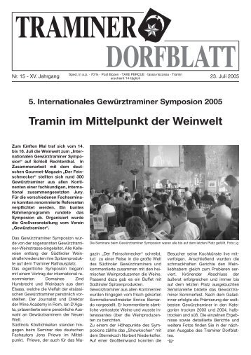 Tramin im Mittelpunkt der Weinwelt - Traminer Dorfblatt