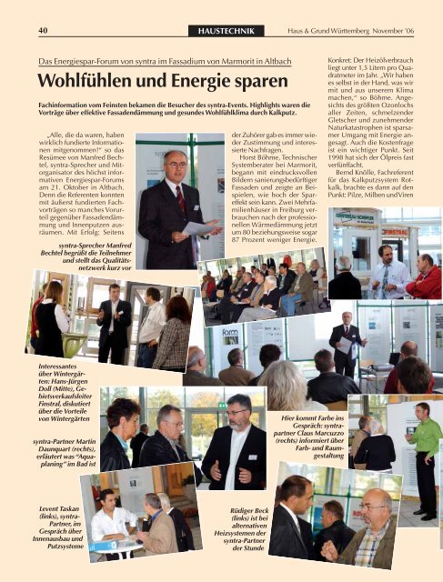 Wohlfühlen und Energie sparen - Syntra - Synergie am Bau