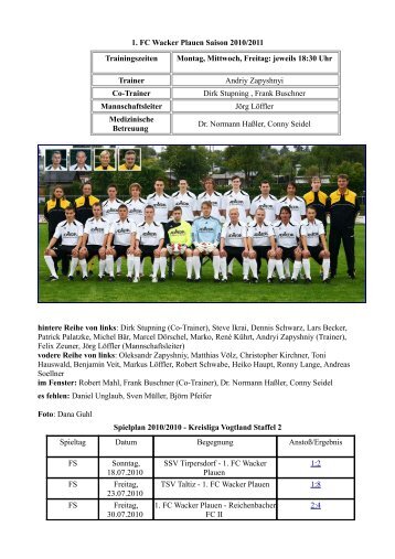 Die Saison 2010/2011 als PDF - 1. FC Wacker Plauen