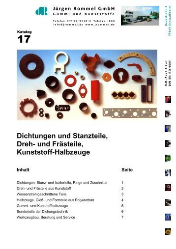 Dichtungen und Stanzteile, Dreh- und Frästeile, Kunststoff-Halbzeuge