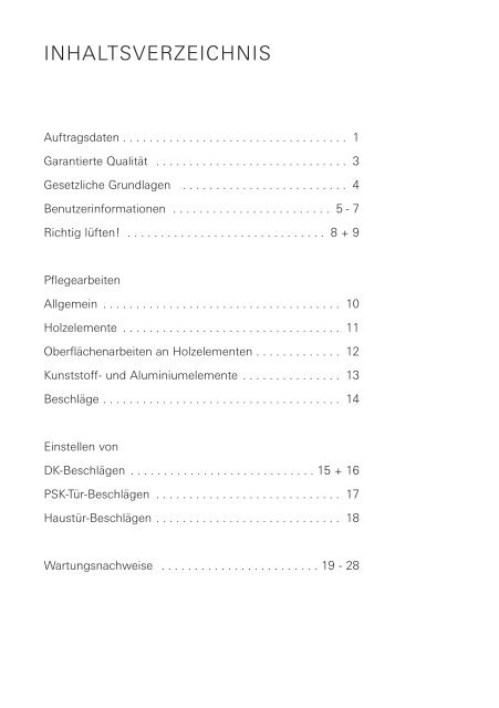 pflege und wartung für ein langes fensterleben hbi-wartungsheft