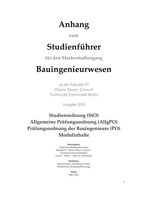 Anhang Studienführer Bauingenieurwesen - Fachgebiet ...