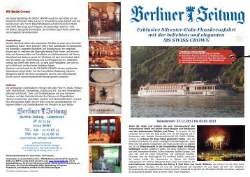 Exklusive Silvester-Gala-Flusskreuzfahrt mit der ... - Leserreisen