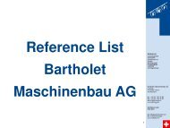 Bartholet Seilbahnen, Referenzliste Skilifts