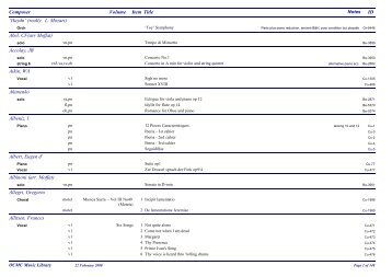 OCMC Catalogue by Composer - Oxford and Cambridge Musical Club