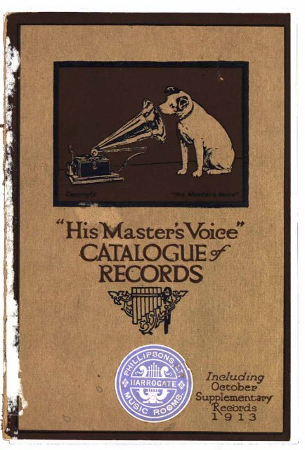 His Master's Voice Catalogue of Records, 1913 - British Library ...