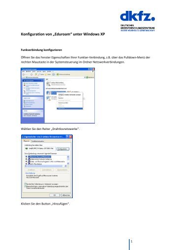 Konfiguration von „Eduroam“ unter Windows XP