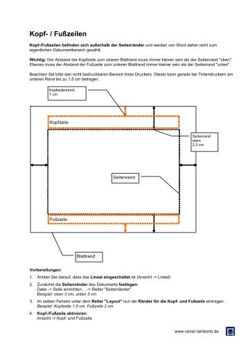 Kopf- / Fußzeilen - Rainer Lamberts