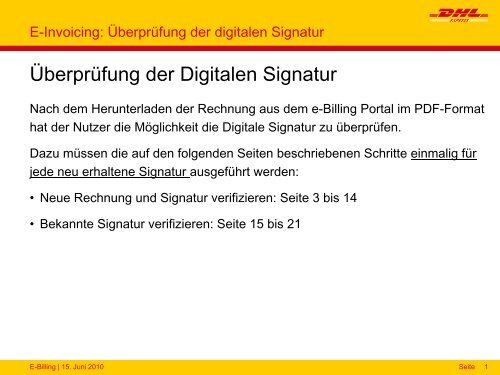 Validierung Signatur - DHL