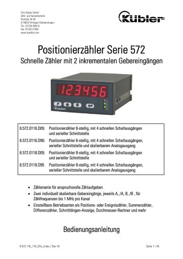 Instructions d'utilisation Codix 572 - Fritz Kübler GmbH Zähl- und ...
