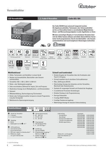 Datenblatt - Fritz Kübler GmbH Zähl- und Sensortechnik