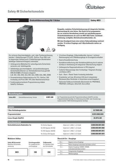 Datenblatt Safety-MS1 - Fritz Kübler GmbH Zähl- und Sensortechnik