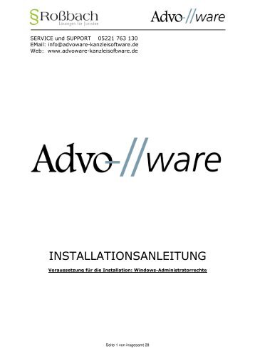 INSTALLATIONSANLEITUNG - Advoware Kanzleisoftware