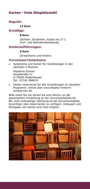 Programm - Theater hinterm Scheuerntor