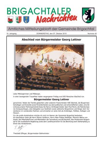 Abschied von Bürgermeister Georg Lettner - Gemeinde Brigachtal