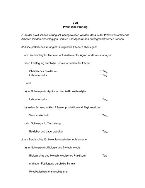 Ausbildungs- und Prüfungsordnung für die zweijährigen ... - nta Isny