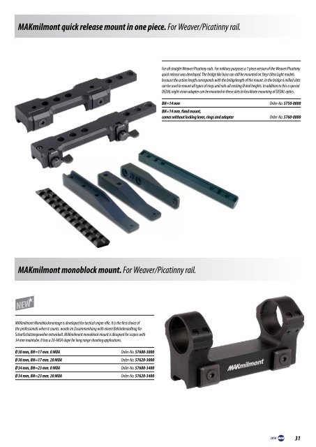 MAKuick quick release mount in two pieces. For bolt action rifle.