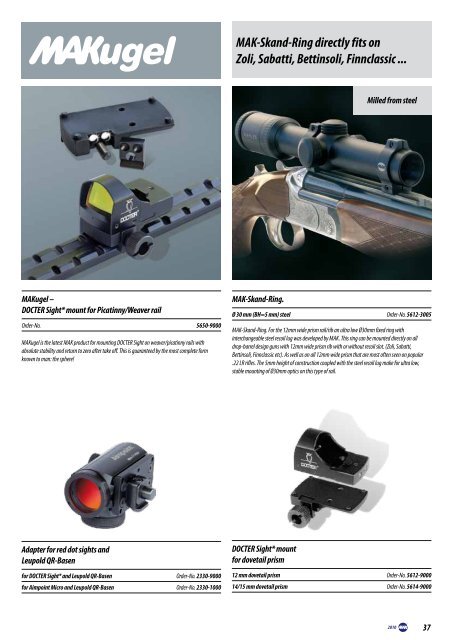 MAKuick quick release mount in two pieces. For bolt action rifle.