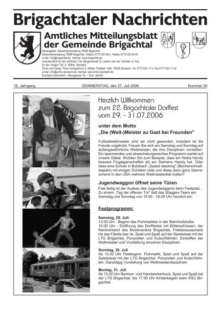Herzlich Willkommen zum 22. Brigachtaler Dorffest vom 29. - 31.07 ...