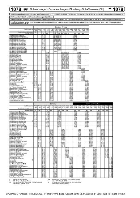 Q Schwenningen−Donaueschingen−Blumberg−Schaffhausen ... - wtv