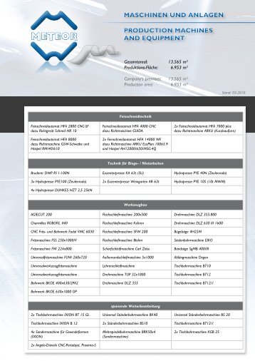 maschinen und anlagen production machines and equipment ...