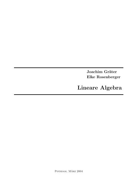 Lineare Algebra - Universität Potsdam