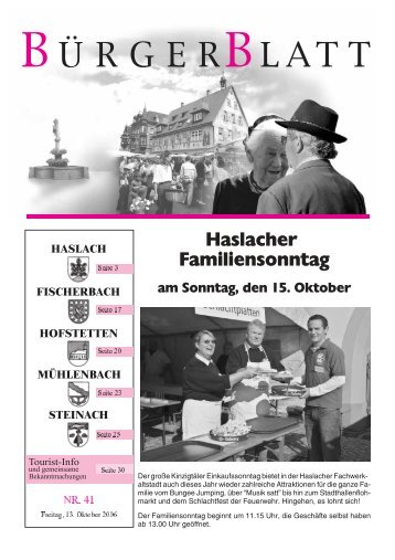 Haslacher Familiensonntag am Sonntag, den 15. Oktober