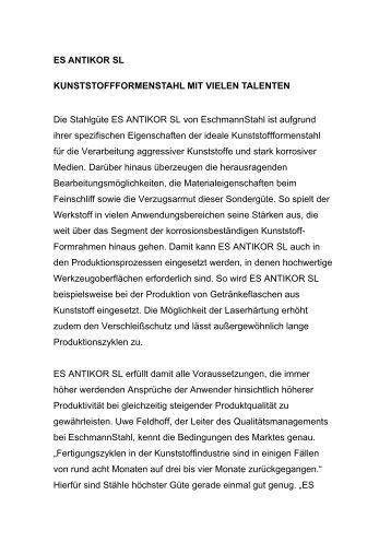 ES ANTIKOR SL KUNSTSTOFFFORMENSTAHL ... - EschmannStahl