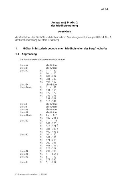 A 2 7.4 Anlage zu § 14 Abs. 2 der ... - Stadt Heidelberg