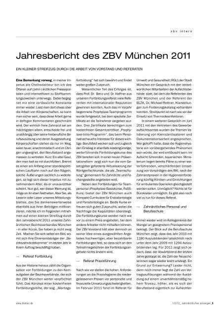 Zahnärztlicher Anzeiger Nr. 1/2 vom 16. Januar - ZBV München ...