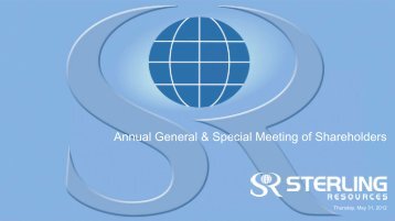 2012 AGM Report - Sterling Resources Ltd