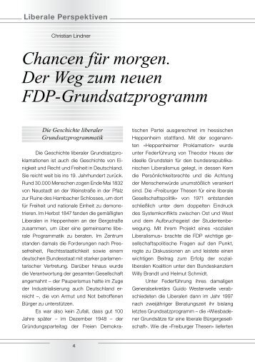 Chancen für morgen. Der Weg zum neuen FDP-Grundsatzprogramm