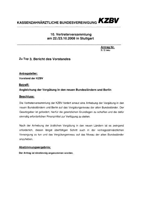 Beschlüsse der KZBV-Versammlung beim Stuttgarter Zahnärztetag Okt