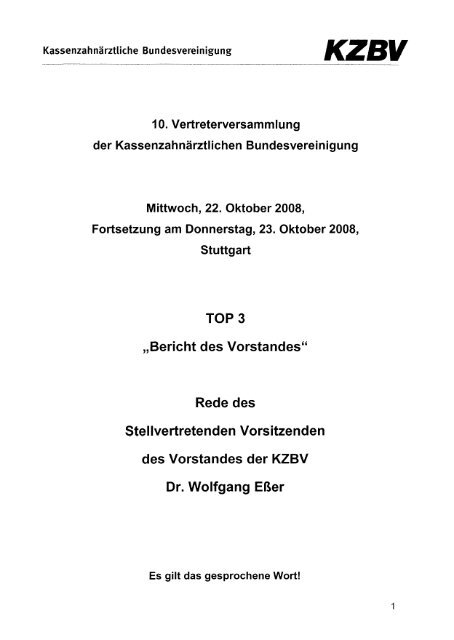 Beschlüsse der KZBV-Versammlung beim Stuttgarter Zahnärztetag Okt