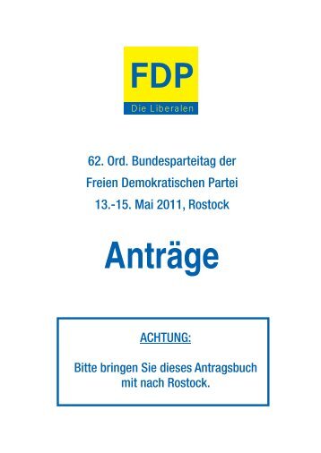 Antragsbuch für den 62. Bundesparteitag - FDP