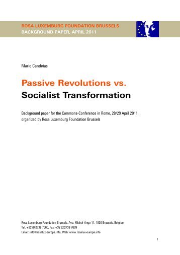 Passive Revolutions vs. Socialist Transformation - Rosa Luxemburg ...