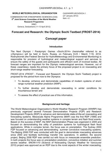 (FROST-2014) Concept paper - WMO