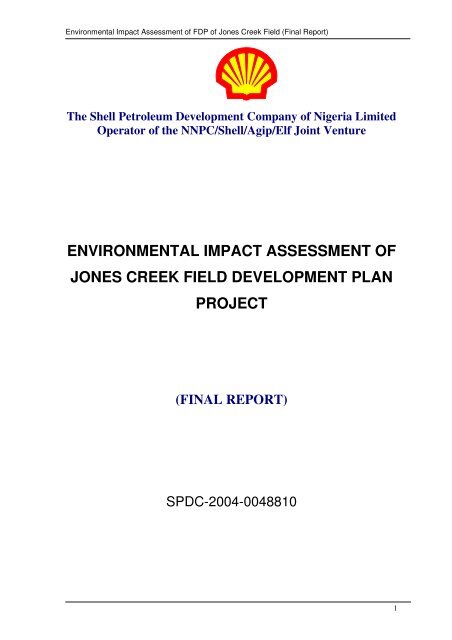 environmental impact assessment of jones creek field - Shell Nigeria