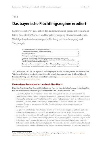 Das bayerische Flüchtlingsregime erodiert - www forumaugsburg de