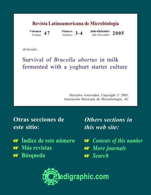 Survival of Brucella abortus in milk fermented with ... - edigraphic.com