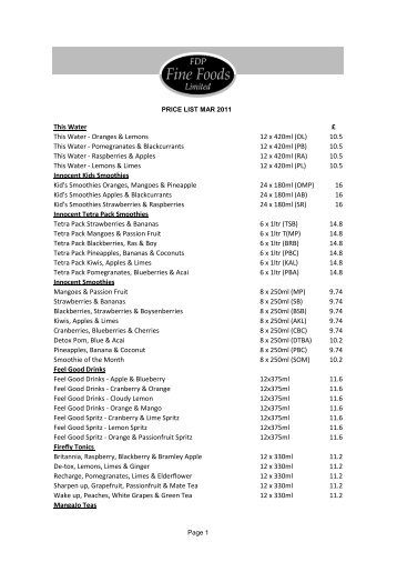 Price list mar 2011 - FDP Fine Foods