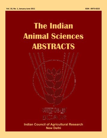 The Indian Animal Sciences ABSTRACTS - Indian Council of ...