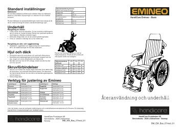 Rygghöjd Ryggvinkel Sittdjup Att fälla upp/ ned ryggen - Handicare