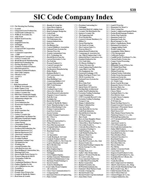 SIC Code Company Index - Global Contact