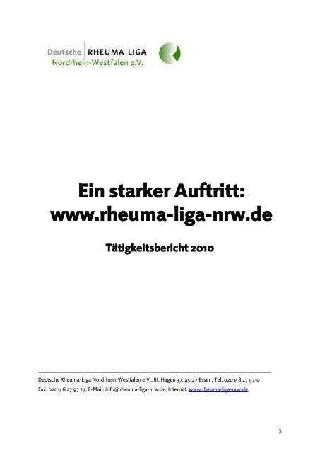 Ein starker Auftritt - Deutsche Rheuma-Liga Nordrhein-Westfalen eV