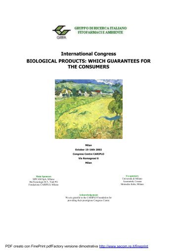 International Congress BIOLOGICAL PRODUCTS - Gruppo di ...