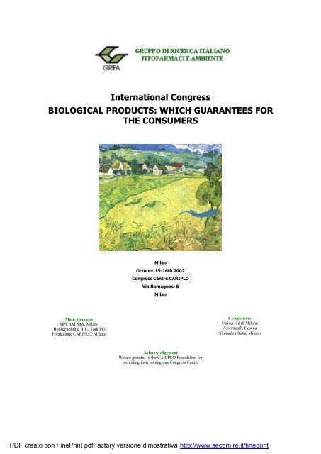 International Congress BIOLOGICAL PRODUCTS - Gruppo di ...